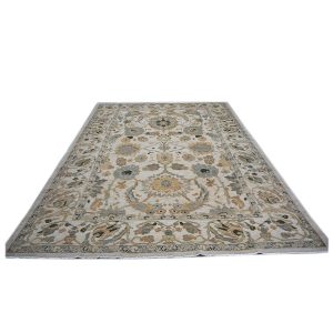 Persian Sultanabad 9x12 Ivory and Blue Handmade Area Rug