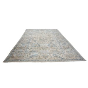 Persian Sultanabad 10x14 Ivory, Blue, and Tan Handmade Persian Rug