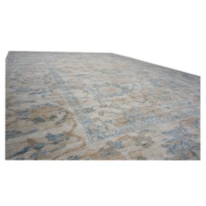 Persian Sultanabad 10x14 Ivory, Blue, and Tan Handmade Persian Rug