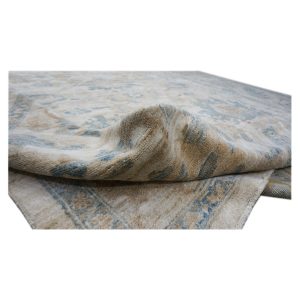 Persian Sultanabad 10x14 Ivory, Blue, and Tan Handmade Persian Rug