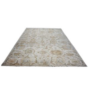 Persian Sultanabad 10x14 ivory tan brown blue handmade area rug