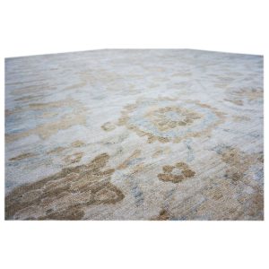 Persian Sultanabad 10x14 ivory tan brown blue handmade area rug
