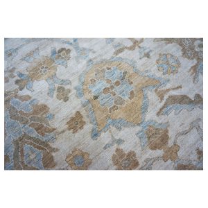 Persian Sultanabad 10x14 ivory tan brown blue handmade area rug