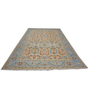 Persian Sultanabad 9x12 10x14 ivory tan blue rust handmade area rug houston texas