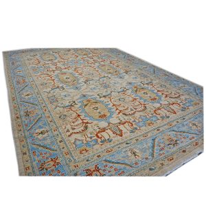 Persian Sultanabad 9x12 10x14 ivory tan blue rust handmade area rug houston texas