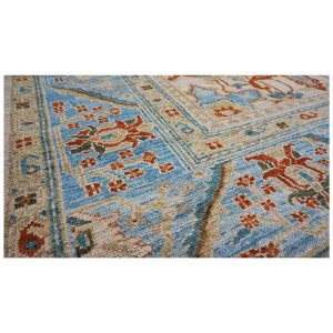 Persian Sultanabad 9x12 10x14 ivory tan blue rust handmade area rug houston texas