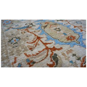 Persian Sultanabad 9x12 10x14 ivory tan blue rust handmade area rug houston texas