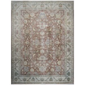 brown green ivory antique distressed persian tabriz 10x14 handmade area rug houston texas