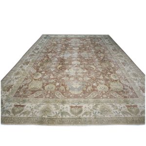 brown green ivory antique distressed persian tabriz 10x14 handmade area rug houston texas