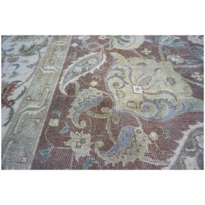 brown green ivory antique distressed persian tabriz 10x14 handmade area rug houston texas