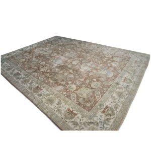 brown green ivory antique distressed persian tabriz 10x14 handmade area rug houston texas