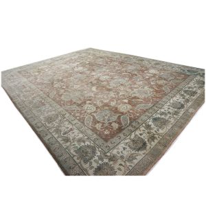brown green ivory antique distressed persian tabriz 10x14 handmade area rug houston texas