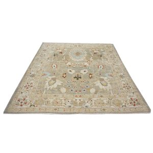 Persian Sultanabad 8x8 Square Tan, Blue, & Ivory Area Rug — Slate | Ashly Fine Rugs Houston TX