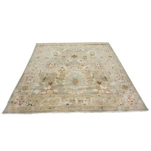 Persian Sultanabad 8x8 Square Tan, Blue, & Ivory Area Rug — Slate | Ashly Fine Rugs Houston TX