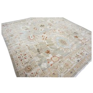 Persian Sultanabad 8x8 Square Tan, Blue, & Ivory Area Rug — Slate | Ashly Fine Rugs Houston TX