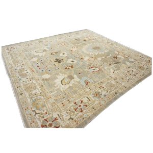 Persian Sultanabad 8x8 Square Tan, Blue, & Ivory Area Rug — Slate | Ashly Fine Rugs Houston TX