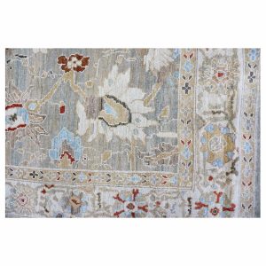 Persian Sultanabad 8x8 Square Tan, Blue, & Ivory Area Rug — Slate | Ashly Fine Rugs Houston TX