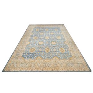 Sultanabad Master 10x14 Blue & Gold Handmade Area Rug — Tan | Ashly Fine Rugs Houston TX