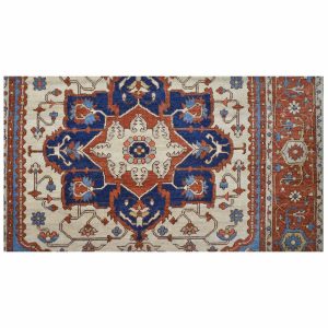 21st Century Serapi 5x7 Rust, Ivory, & Blue Handmade Area Rug — Navy | Ashly Fine Rugs Houston TX