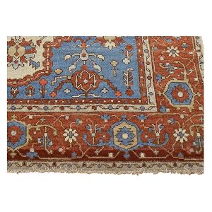 21st Century Serapi 5x7 Rust, Ivory, & Blue Handmade Area Rug — Navy | Ashly Fine Rugs Houston TX
