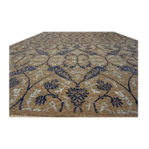 Indian Transitional Wool & Silk 10X14 Brown Area Rug — Navy | Ashly Fine Rugs Houston TX