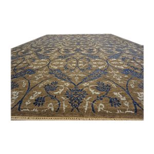Indian Transitional Wool & Silk 10X14 Brown Area Rug — Navy | Ashly Fine Rugs Houston TX