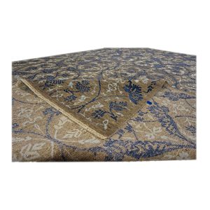 Indian Transitional Wool & Silk 10X14 Brown Area Rug — Navy | Ashly Fine Rugs Houston TX
