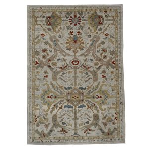 21st Century Sultanabad 6x9 Ivory & Gold Handmade Area Rug