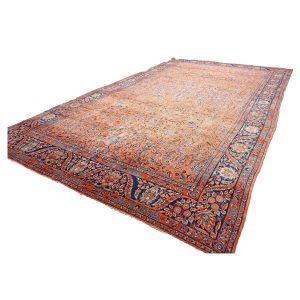 Antique Persian Manchester Kashan 10X17 Salmon Area Rug — 11x16 | Ashly Fine Rugs Houston TX