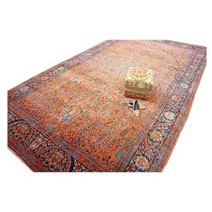 Antique Persian Manchester Kashan 10X17 Salmon Area Rug — 11x16 | Ashly Fine Rugs Houston TX