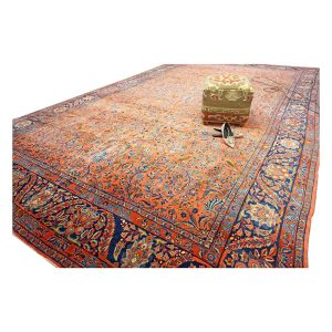 Antique Persian Manchester Kashan 10X17 Salmon Area Rug — 11x16 | Ashly Fine Rugs Houston TX