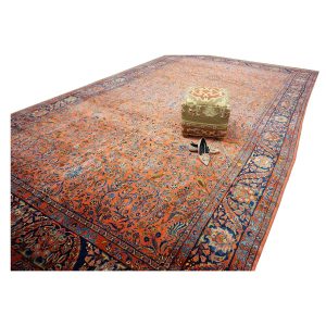Antique Persian Manchester Kashan 10X17 Salmon Area Rug — 11x16 | Ashly Fine Rugs Houston TX