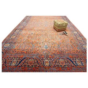 Antique Persian Manchester Kashan 10X17 Salmon Area Rug — 11x16 | Ashly Fine Rugs Houston TX