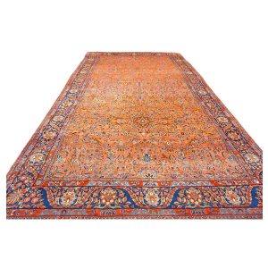 Antique Persian Manchester Kashan 10X17 Salmon Area Rug — 11x16 | Ashly Fine Rugs Houston TX