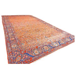 Antique Persian Manchester Kashan 10X17 Salmon Area Rug — 11x16 | Ashly Fine Rugs Houston TX