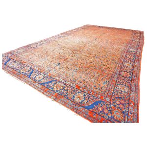 Antique Persian Manchester Kashan 10X17 Salmon Area Rug — 11x16 | Ashly Fine Rugs Houston TX