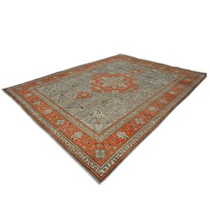 Antique Persian Tabriz 10X13 Grey & Orange Area Rug — Rust | Ashly Fine Rugs Houston TX