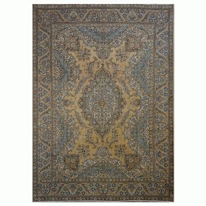 Vintage Persian Tabriz 8X11 Tan & Blue Area Rug — Tan | Ashly Fine Rugs Houston TX