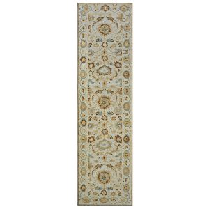Persian Sultanabad 3x10 Grey & Gold Handmade Hall Runner Rug