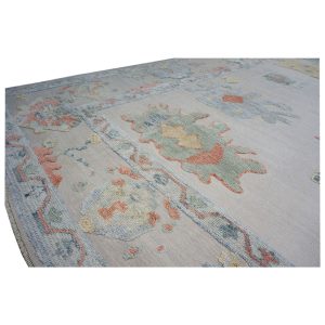 Turkish Oushak Kilim 10x14 beige tan blue handmade area rug houston