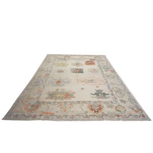 Turkish Oushak Kilim 10x14 beige tan blue handmade area rug houston