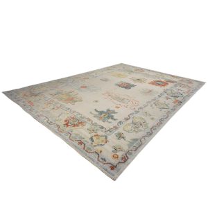 Turkish Oushak Kilim 10x14 beige tan blue handmade area rug houston