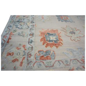 Turkish Oushak Kilim 10x14 beige tan blue handmade area rug houston