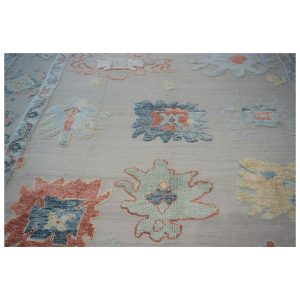 Turkish Oushak Kilim 10x14 beige tan blue handmade area rug houston