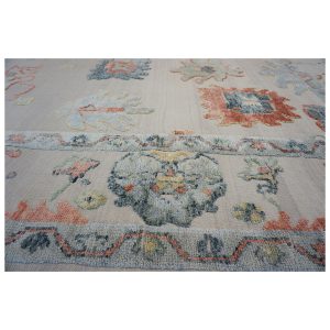 Turkish Oushak Kilim 10x14 beige tan blue handmade area rug houston