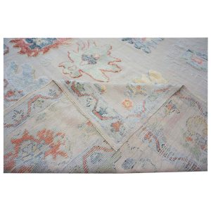 Turkish Oushak Kilim 10x14 beige tan blue handmade area rug houston