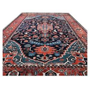 Persian Serapi 13x19 Navy Blue and Rust Oversized Rug — Navy | Ashly Fine Rugs Houston TX
