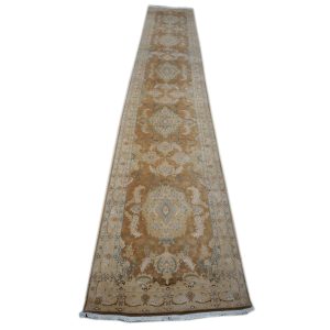 Persian Tabriz 3x16 Tan, Brown, & Green Hall Runner Rug — Tan | Ashly Fine Rugs Houston TX