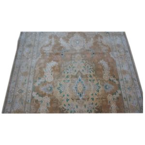 Persian Tabriz 3x16 Tan, Brown, & Green Hall Runner Rug — Tan | Ashly Fine Rugs Houston TX