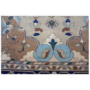 21st Century Persian Heriz 12x15 Tan & Navy Handmade Area Rug — Navy | Ashly Fine Rugs Houston TX